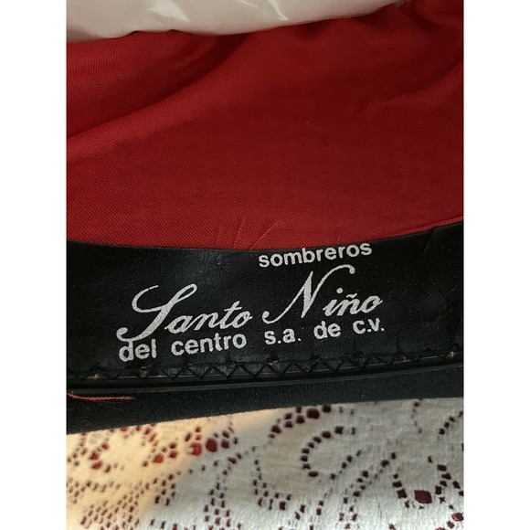 Vintage Black Western Cowboy Hat By Pigalle Somberos 6-7/8 Santo Nino Mexico - Picture 7 of 7